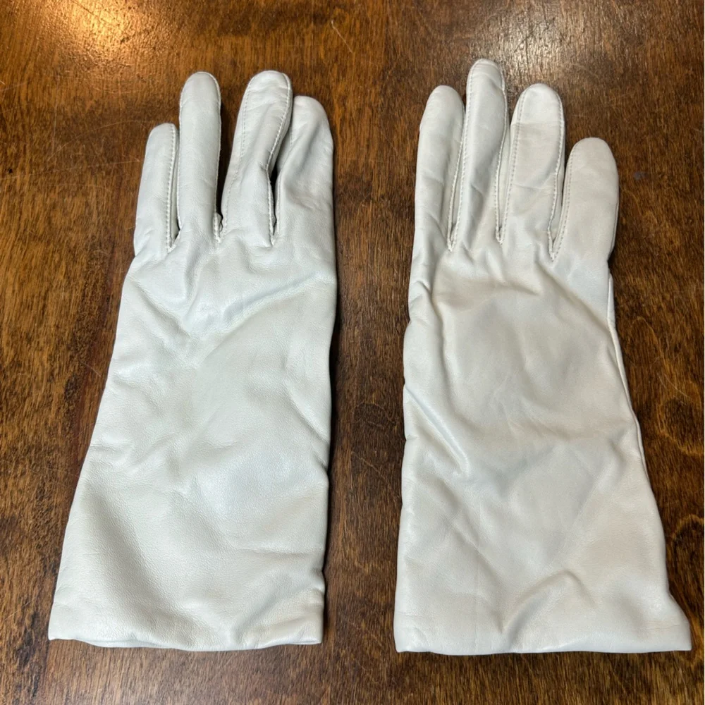 White Cashmere Leather Gloves